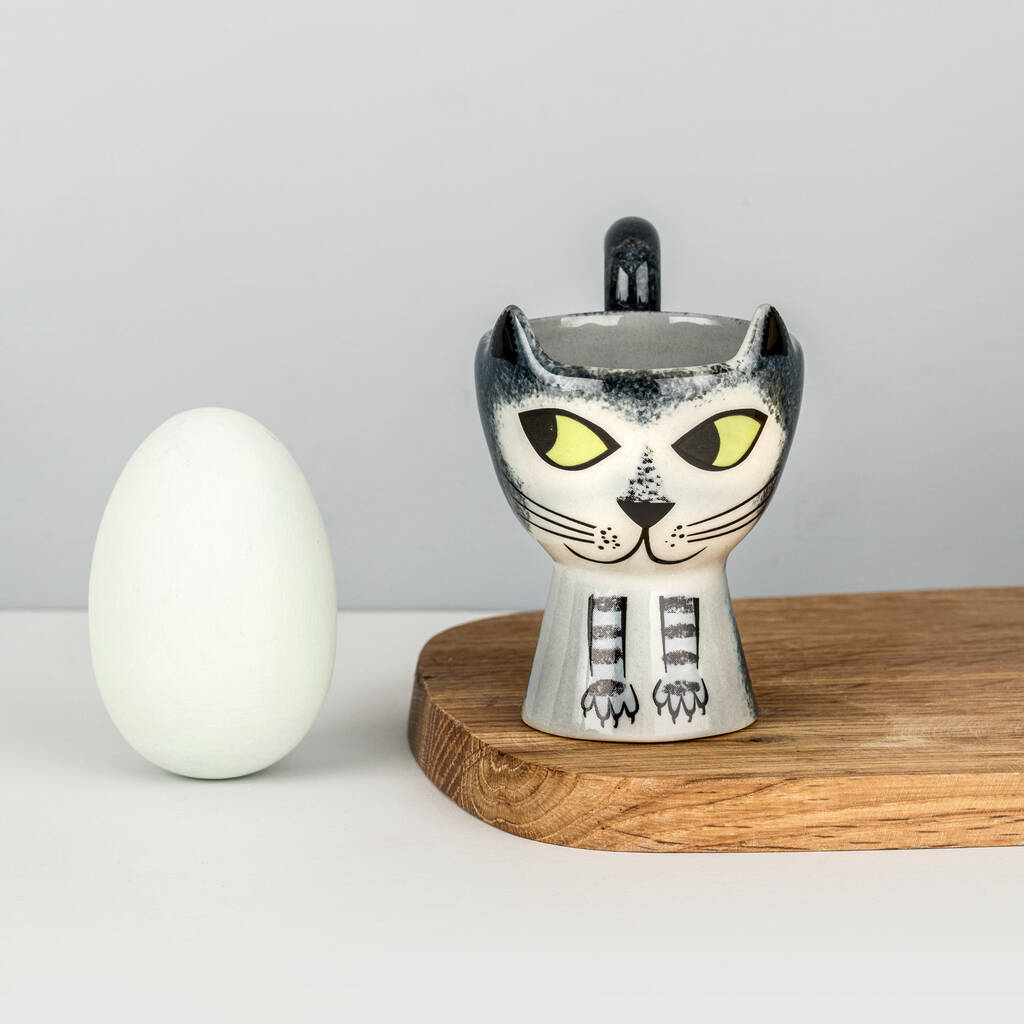 Grey Tabby Cat Egg Cup, 1 of 3