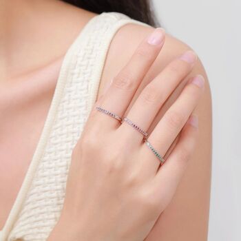 Ruby Red Ombre Half Eternity Ring In Sterling Silver, 2 of 11