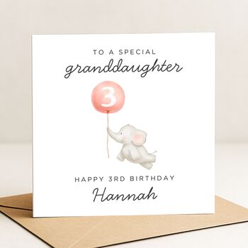 Personalised Granddaughter 3rd Birthday Card, 2 of 7