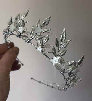 The Nova Crown Star Celestial Floral Crown Leaf Headpiece Flower Mother Of Pearl Shell, 9 of 9