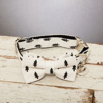 Christmas Black And White Tree Bow Tie And Lead Set, 7 of 7