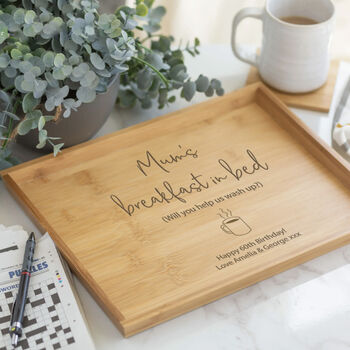 Personalised Wooden Breakfast In Bed Tray, 2 of 6