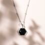 Hexagon Obsidian Sterling Silver Necklace, thumbnail 1 of 3