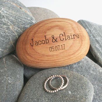 Pebble Shape Wooden Engraved Ring Box, 3 of 3