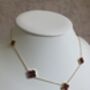 18 K Gold Plated Four Leaf Clover Necklace Gold Maroon, thumbnail 4 of 8