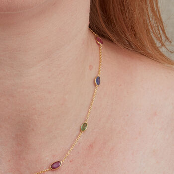 Ruby, Emerald And Sapphire Chain Short Necklace, 4 of 7