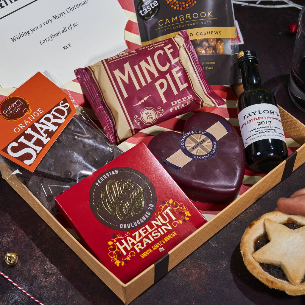 Christmas Cheese, Port And Mince Pie Letter Box Hamper, 1 of 8