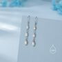 Oval Freshwater Pearl Trio Drop Hook Earrings In Sterling Silver, thumbnail 2 of 11