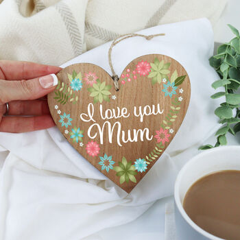 Hanging Wooden Heart With Printed Personalised Message, 3 of 6