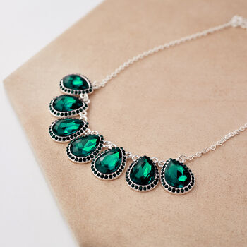 Green Teardrop Crystal Pendant Necklace, 3 of 3