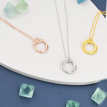 Three Interlocking Circles Pendant Necklace, 4 of 12