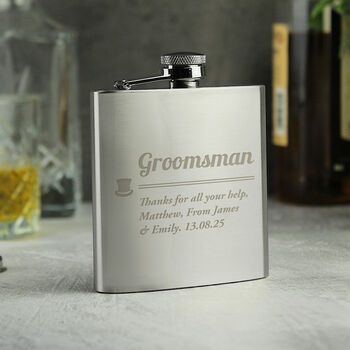 Stainless Steel Flask For Usher, Best Man Or Groomsman, 3 of 3