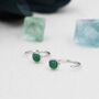 Sterling Silver Genuine Green Onyx Huggie Hoop Earrings, thumbnail 1 of 10