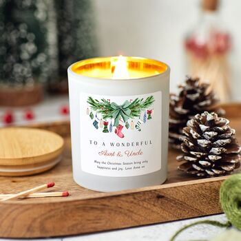 Auntie And Uncle Personalised Christmas Candle Handmade Holiday Gift, 4 of 8