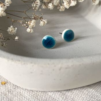 Handmade Turquoise Ceramic Dot Stud Earrings, 8 of 8