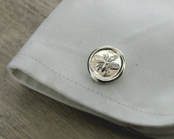 Personalised Silver And Gold Honey Bee Coin Cufflinks, 2 of 3