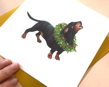 Dachshund 'Happy Howlidays' Illustrated Christmas Card, 4 of 6
