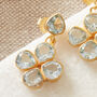Blue Topaz Clover Gold Plated Silver Stud Drop Earrings, thumbnail 4 of 12