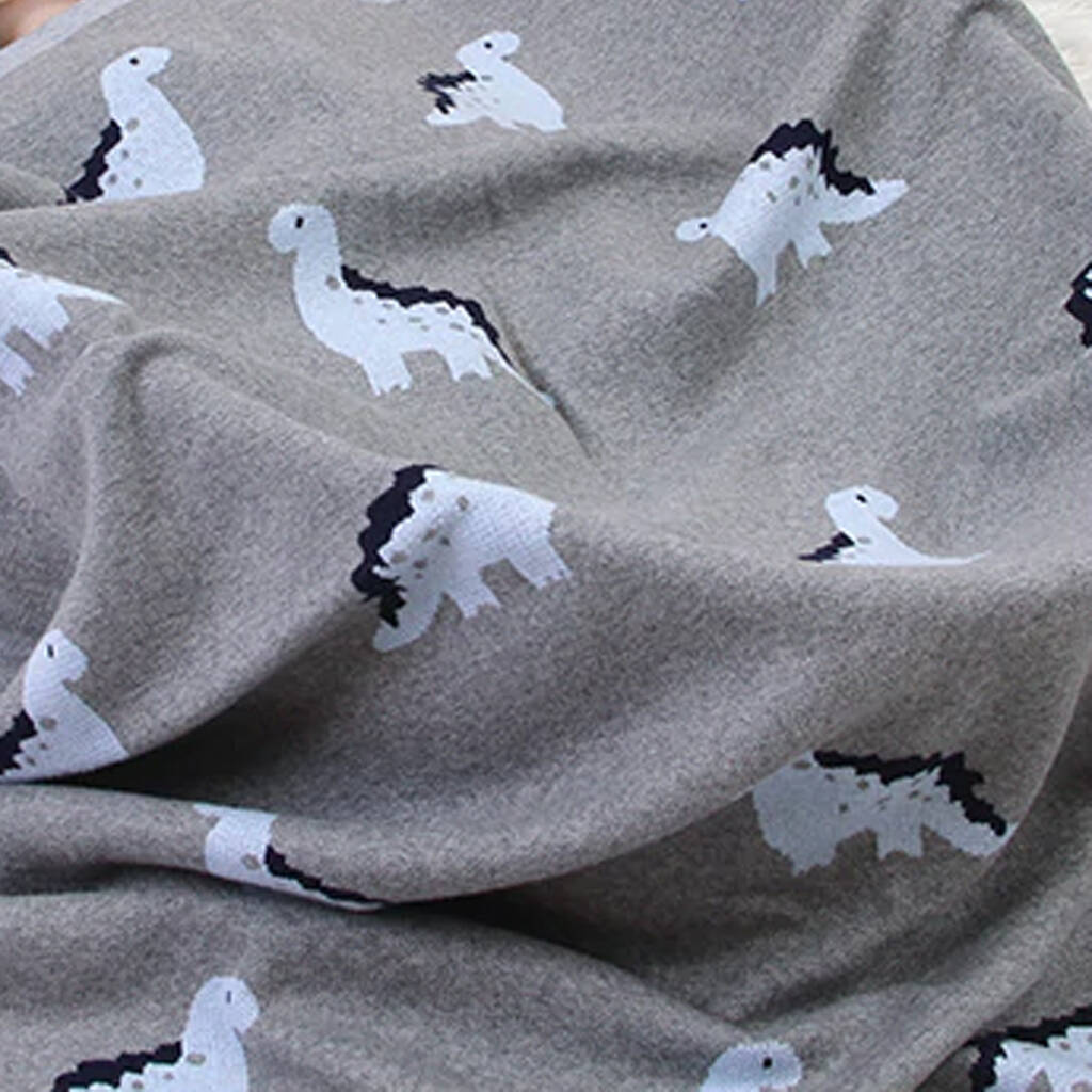 Dinosaur Knitted Cotton Baby Blanket By Hayley & Co