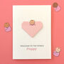 New Baby Girl Origami Heart Card, thumbnail 1 of 12