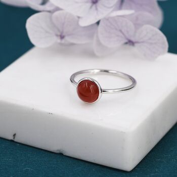 Sterling Silver Genuine Red Onyx Ring, 3 of 10