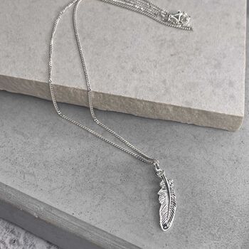 Sterling Silver Silver Feather Necklace, 12 of 12