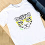 Kids Personalised Leopard In Glasses T Shirt, thumbnail 1 of 4
