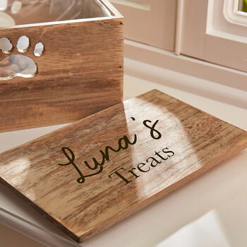 Personalised Wooden Paw Print Dog Treat Box, 7 of 7