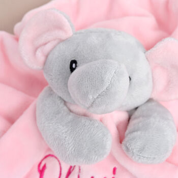 Personalised Pink Elephant Baby Comforter, 2 of 8