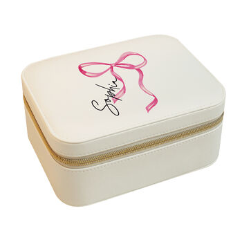 Personalised Pink Bow Travel Jewellery Box Gift For Her, 5 of 6