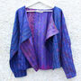 Kantha Handstitched Purple Silk Jacket, thumbnail 3 of 8