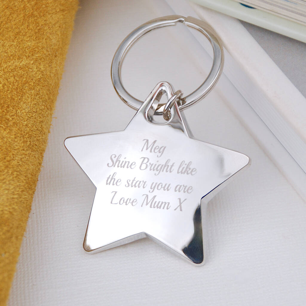 Personalised Silver Star Message Keyring, 1 of 5