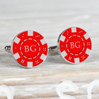 Personalised Silver Poker Chip Cufflinks, 5 of 5
