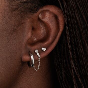 Chained Pearl Stud Earrings, 3 of 6