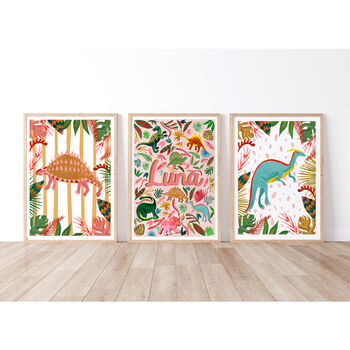 Colourful Dinosaur Name Print Set, 3 of 12