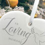 In Loving Memory Dove Ceramic Heart Hanging Decoration Bauble + Gift Box, thumbnail 4 of 7