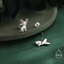 Fennec Fox Stud Earrings In Sterling Silver, thumbnail 4 of 11