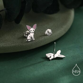 Fennec Fox Stud Earrings In Sterling Silver, 4 of 11