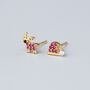 Sterling Silver Reindeer And Santa Hat Stud Earrings, thumbnail 3 of 7