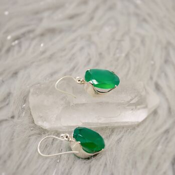 Green Onyx Silver Earrings, 7 of 12