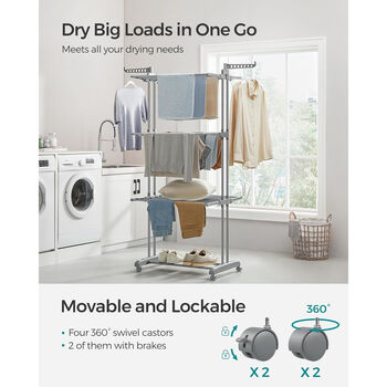 Four Tier Large Clothes Airer Foldable Drying Rack, 3 of 12