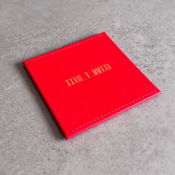 Personalised Roman Numerals Leather Coaster – Special Date Gift, 2 of 7