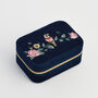Rosy Posy Embroidered Blue Large Jewellery Box, thumbnail 1 of 6