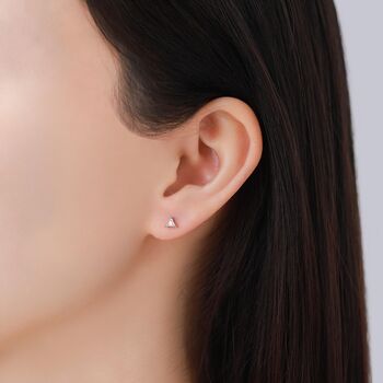 Sterling Silver Extra Tiny Minimalist Triangle Cz Crystal Stud Earrings, 3 of 12