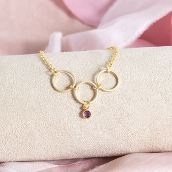 30th Birthday Gold Plated Circles Birthstone Necklace, 3 of 10