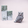 G Decor Birch Tree Effect Grey 3D Owl Pillar Candle, thumbnail 6 of 6