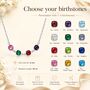 Personalised Square Shaped Family Birthstones Necklace, thumbnail 4 of 12