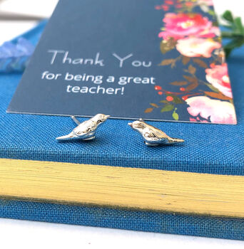 Sterling Silver Mini Robin Christmas Bird Earrings, 9 of 12