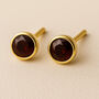 Gold Plated Sterling Silver January Garnet Birthstone Stud Earrings, thumbnail 1 of 4