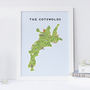Map Of The Cotswolds Print, thumbnail 1 of 2